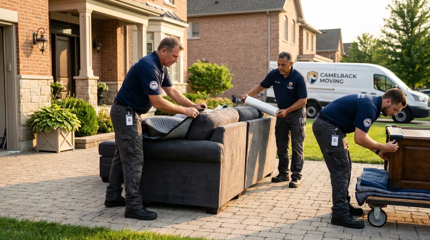 Large estate moving crew wrapping furniture in Bentonville, AR