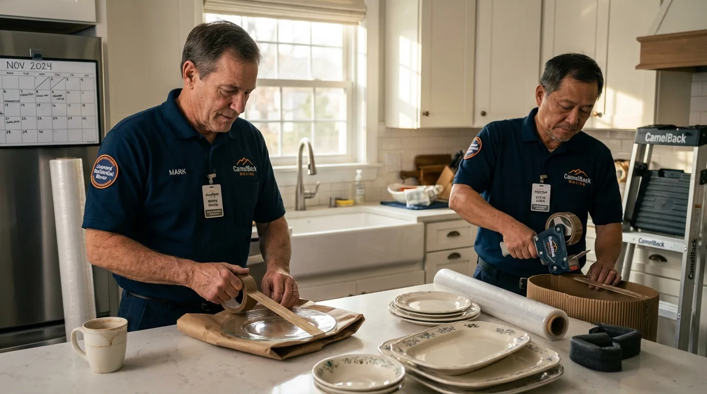 Professional crew packing kitchen dishware in Bentonville, AR
